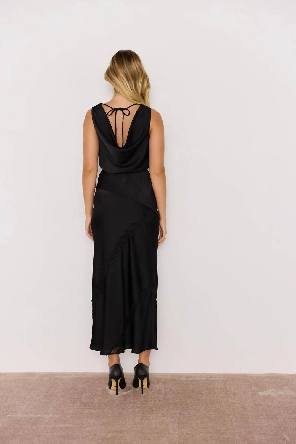 MINKPINK Momento Bias Skirt in black - women's skirt - alternate view
