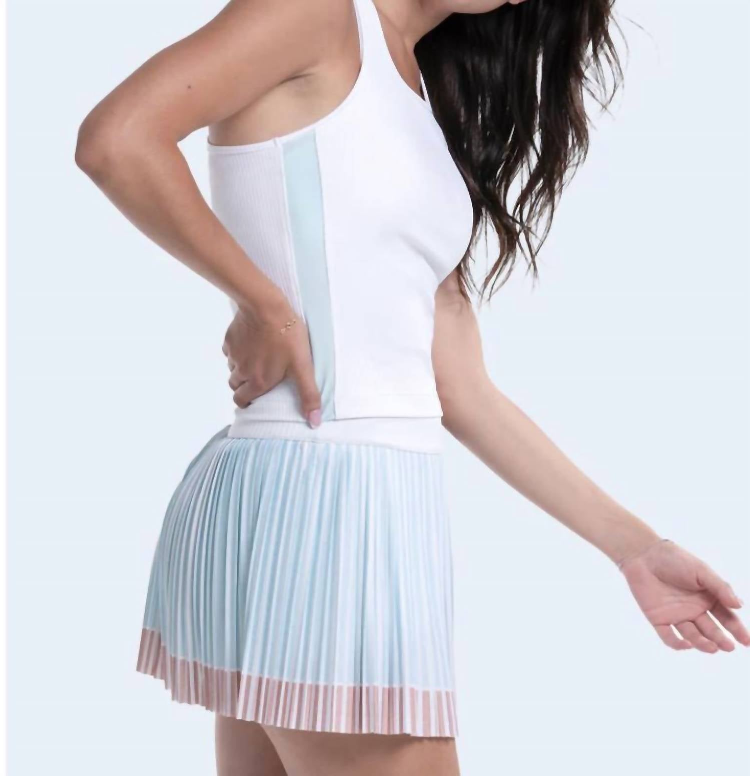 Lucky in Love Racer Rib Tank in love racer rib tank in white - women's tank top - detail view