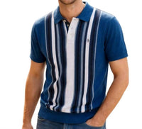 Original Penguin Vertical Stripe Polo Shirt in blue multi - men's shirt