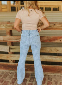 Lucky & Blessed - Laser printed flare leg jeans
