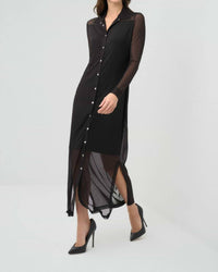 Anatomie Colette Mesh Overlay Shirt Dress in black - women's dress - detail view