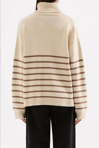 Nude Lucy Venus Turtleneck Sweater in milk stripe - women's sweater - alternate view