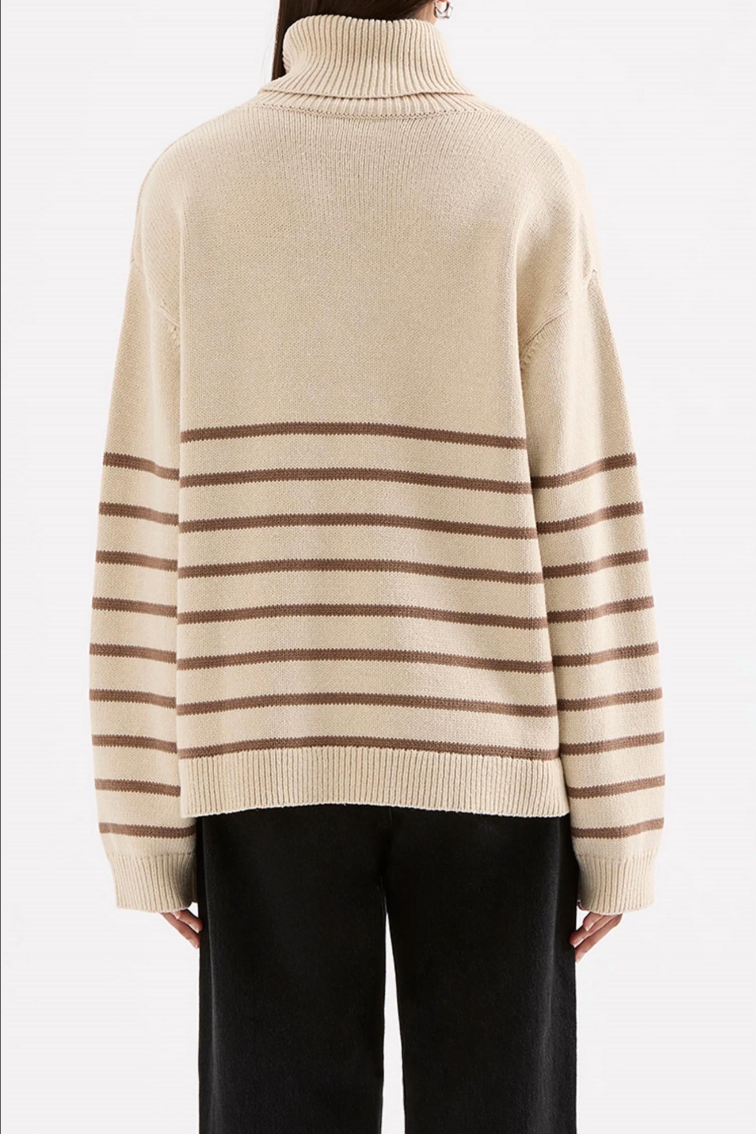 Nude Lucy Venus Turtleneck Sweater in milk stripe - women's sweater - alternate view
