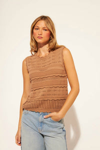 JOHN + JENN Husk Sleeveless Tank Top in saddle - women's blouse - alternate view