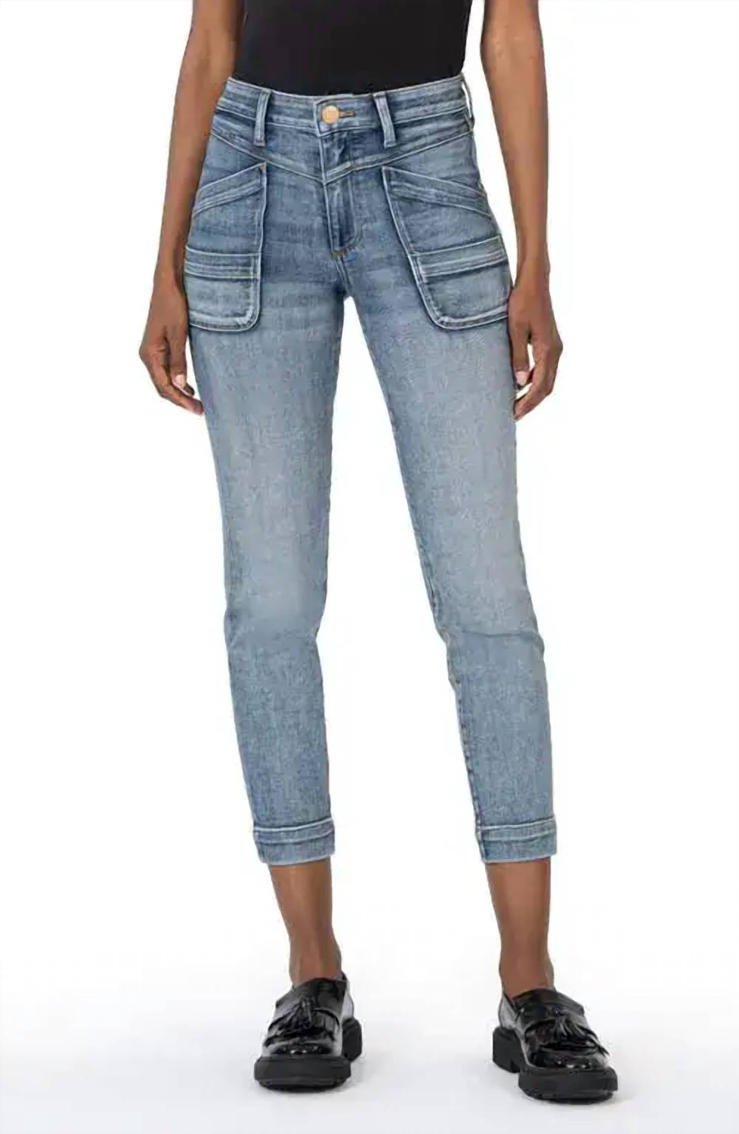 KUT FROM THE KLOTH Reese High Waist Crop Skinny Jeans in electric - women's jeans