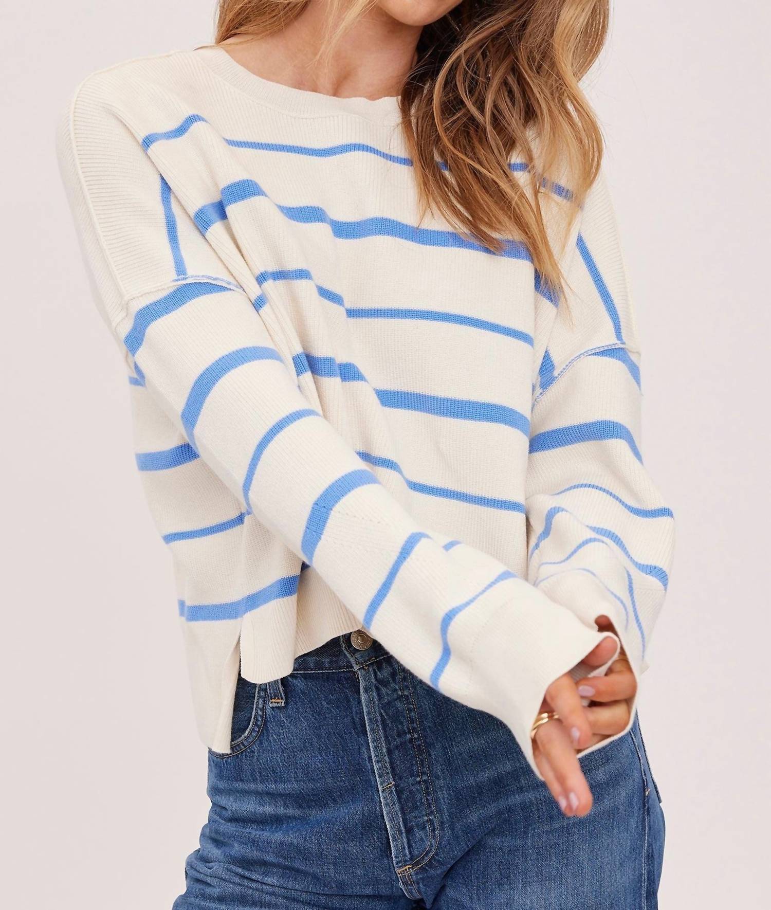 Gentle Fawn Stripe Crewneck Sweater in blue - women's sweater - alternate view