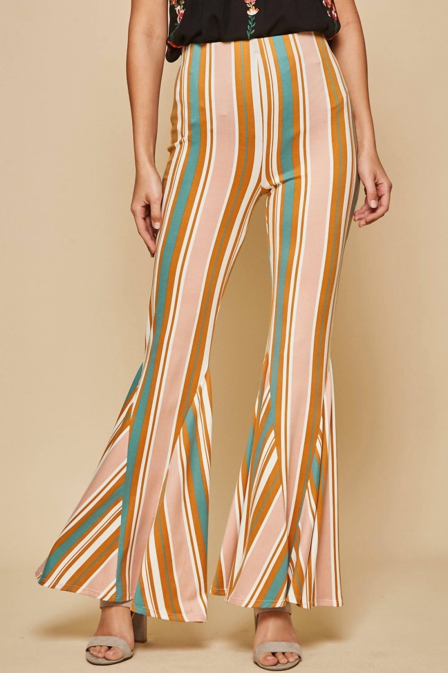 Andree By Unit - Striped Bell Bottom Pants