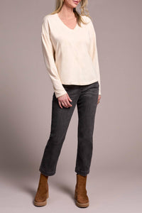 Tribal - Slub Knit Flatlock V-Neck Top
