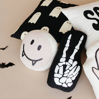 IMANI COLLECTIVE Halloween Collection Skeleton Peace Sign Pillow in black - item - detail view