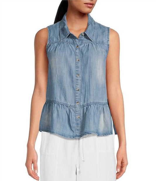 Elan - Denim Button Up Top