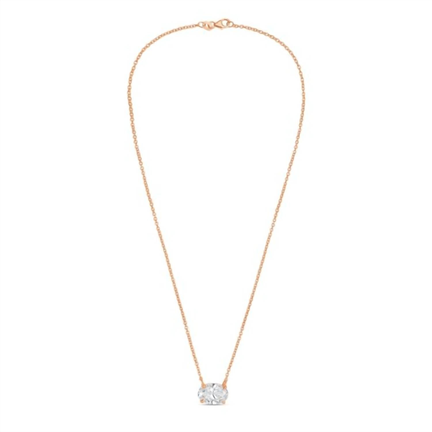 Diana M Jewels - Women's Oval Shape East West Diamond Pendant (1.00 Ct)