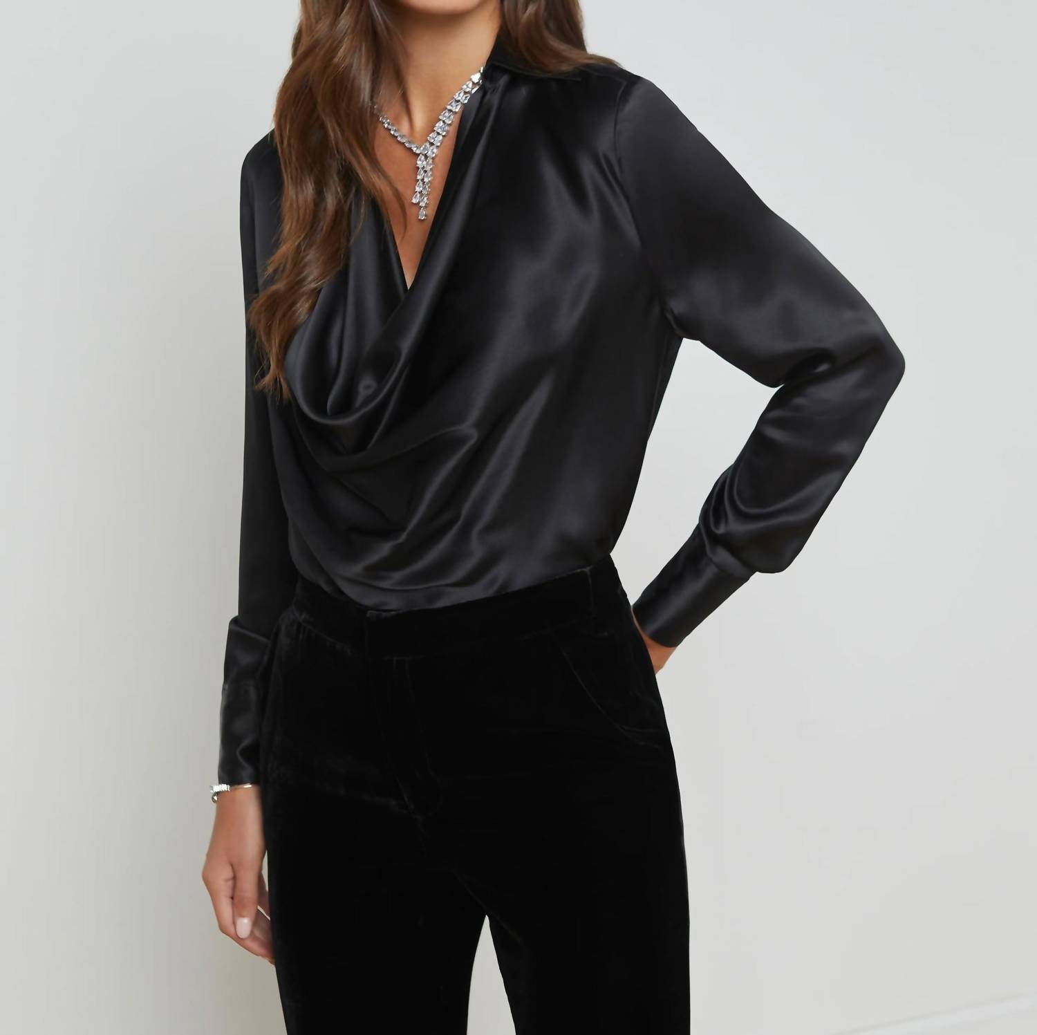 L'Agence - Lotus Cowl Neck Blouse