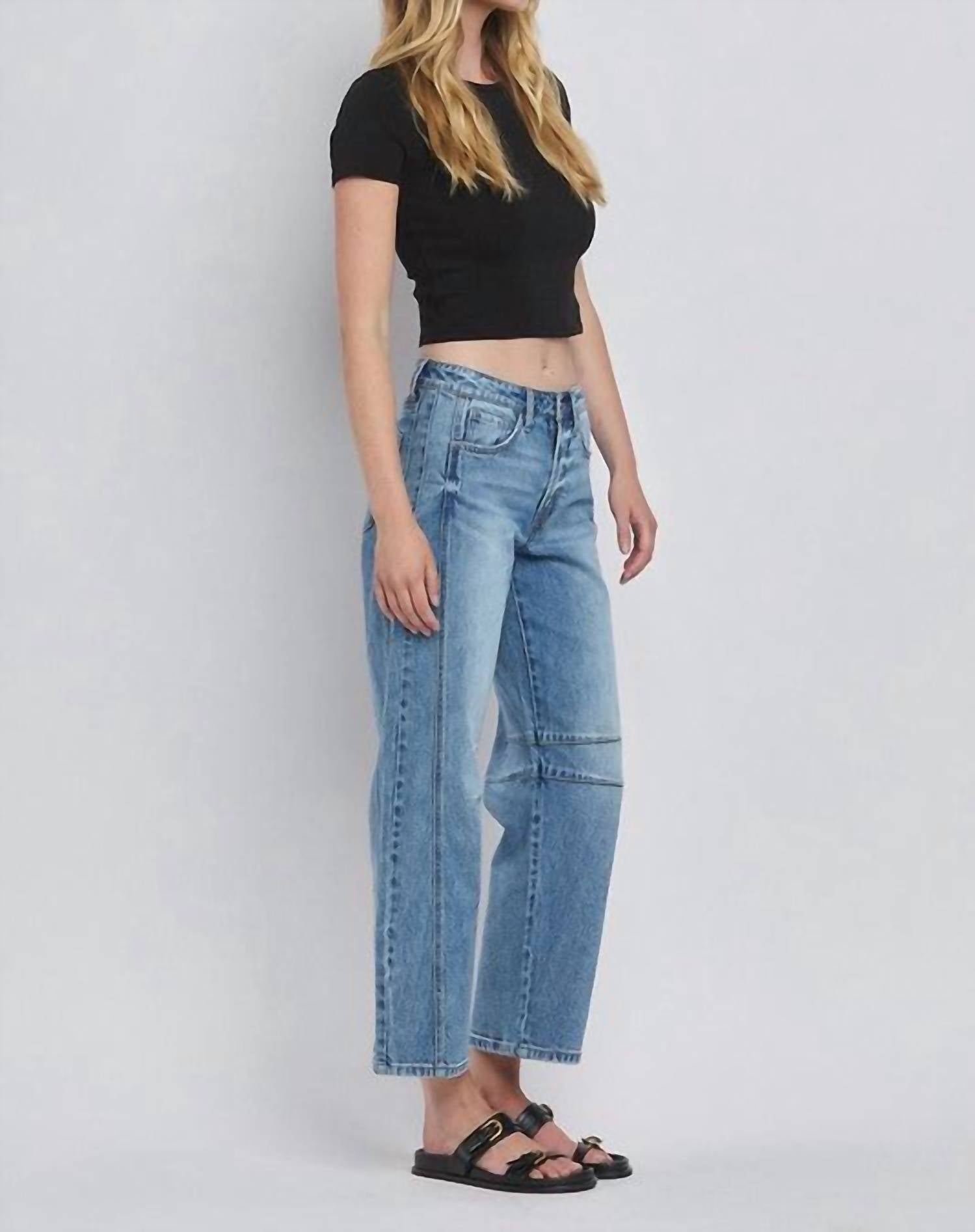 VERVET BY FLYING MONKEY Tinsley High Rise Barrel Jean in blue - women's jeans - alternate view
