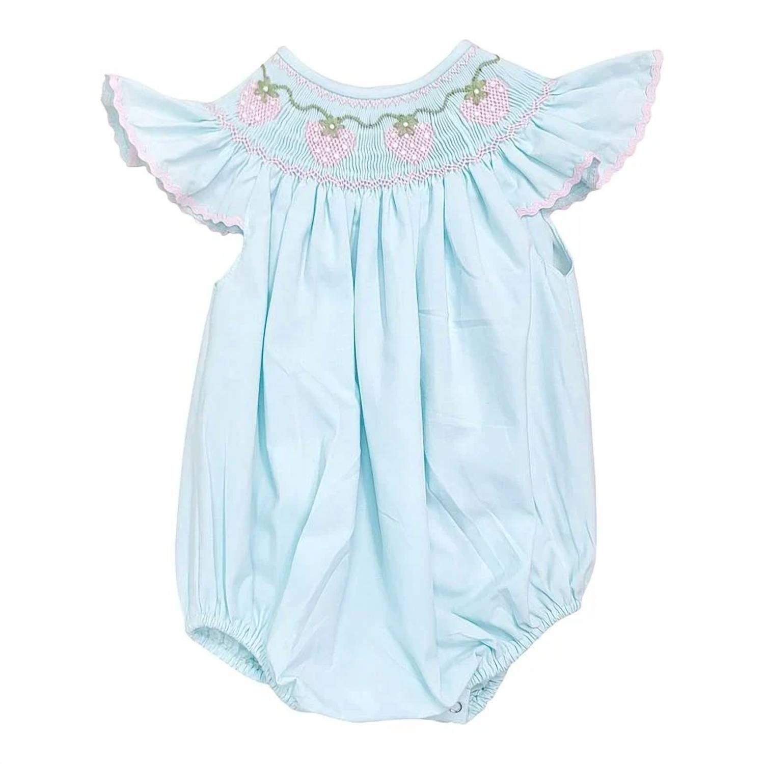 Sweet Dreams - Girls Strawberry Vine Smocked Bubble