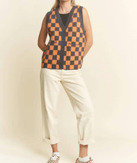 Jade By Jane - Sleeveless V-neck Button Down Vest