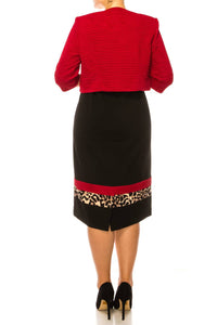 Maya Brooke - Animal Print Cropped Jacket Dress 2-Piece Set