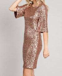 Allie Rose - Open Sleeve Sequin Mini Dress