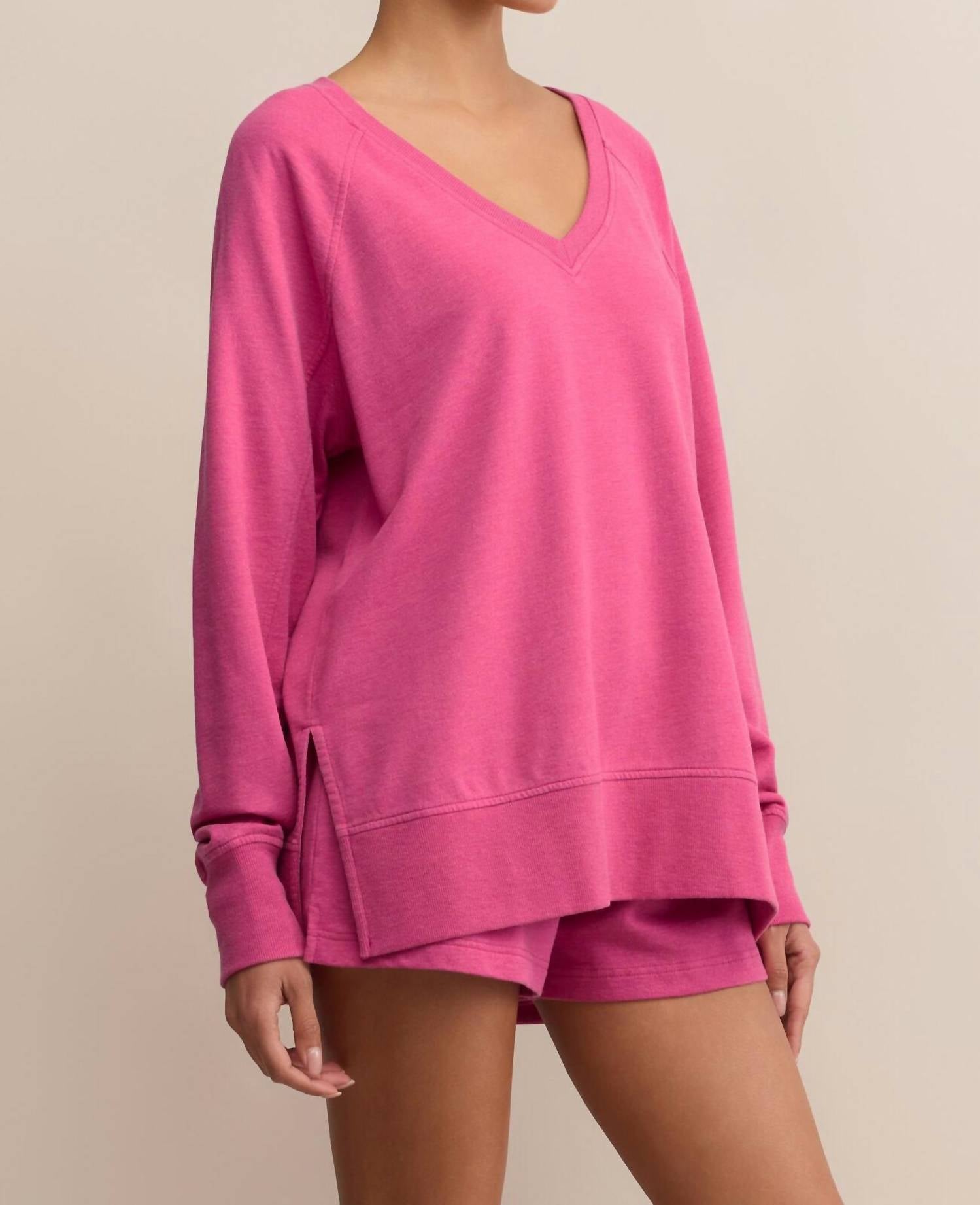 Z Supply Weekender V-neck Sweater in island pink - women's sweater - view 7
