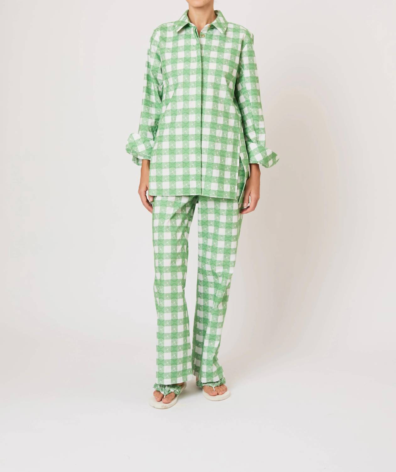 Rosie Assoulin - Picnic Embroidered Gingham Oversized Button Down Shirt