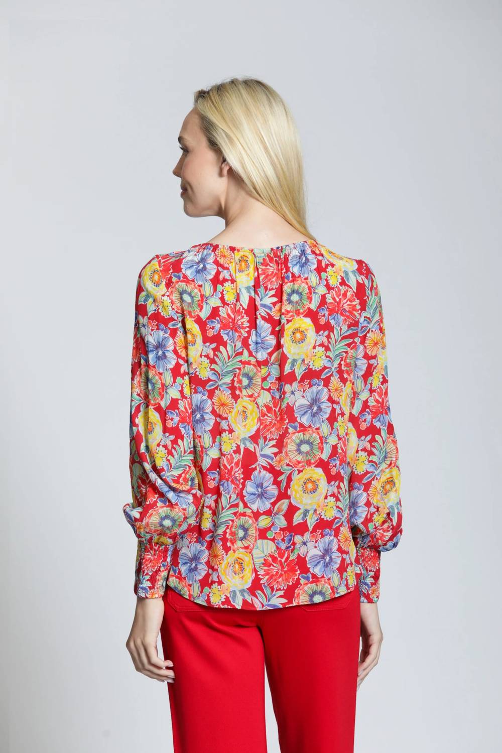 Apny - Smocked Cuff Pullover Blouse
