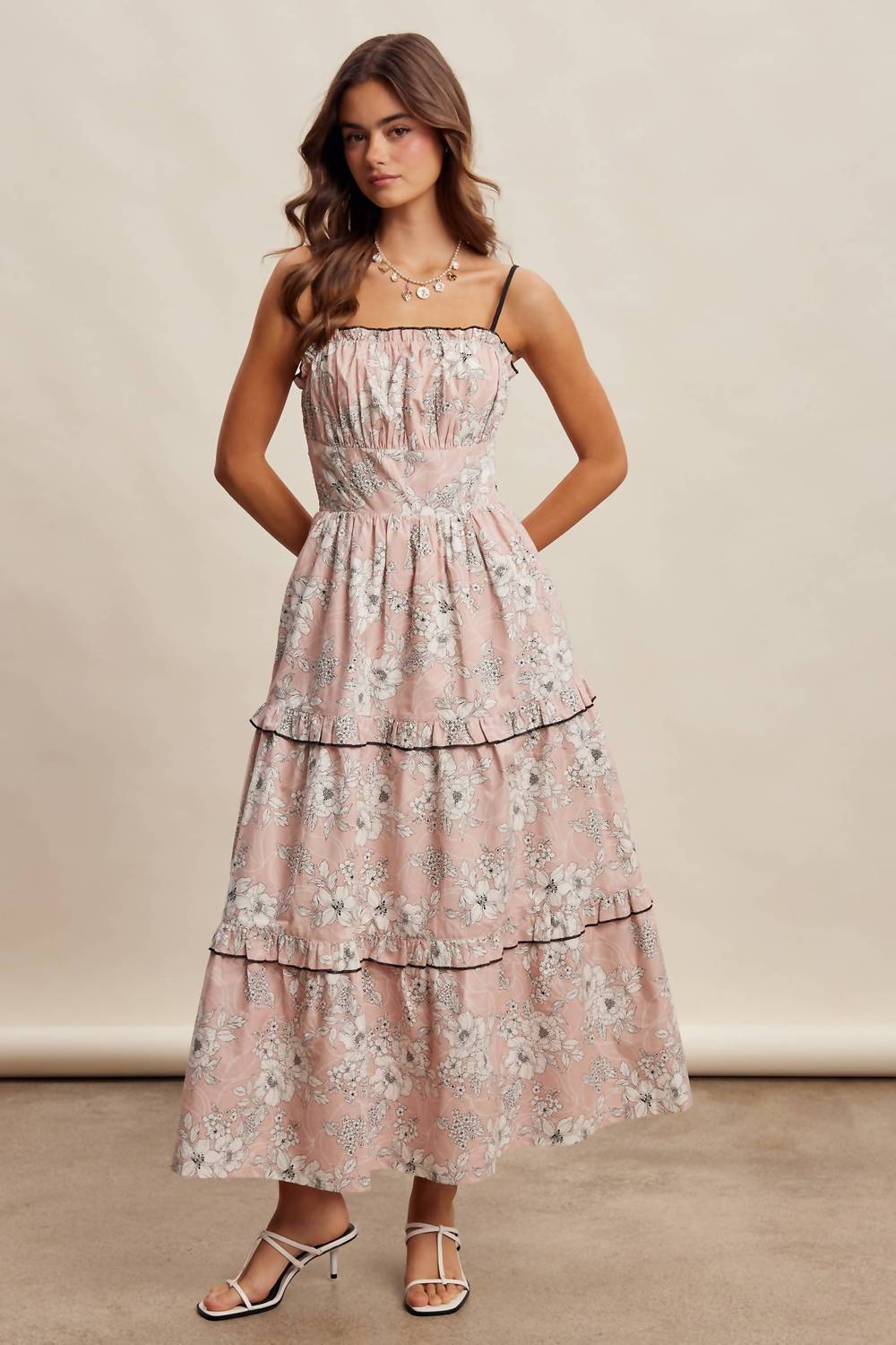 Listicle - Floral Ruffle Tiered Maxi Dress
