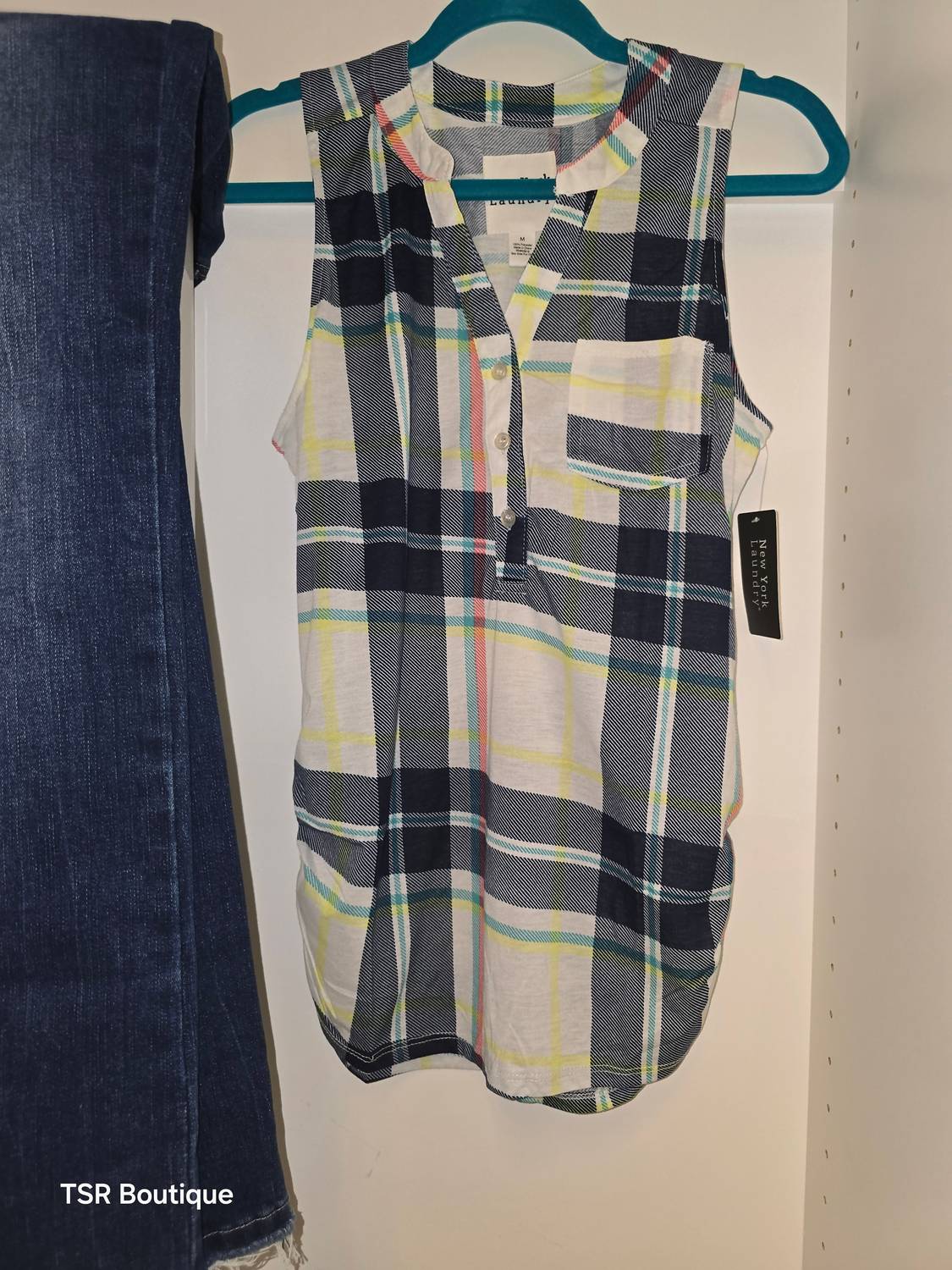 New York Laundry - Women Plaid Henley Top