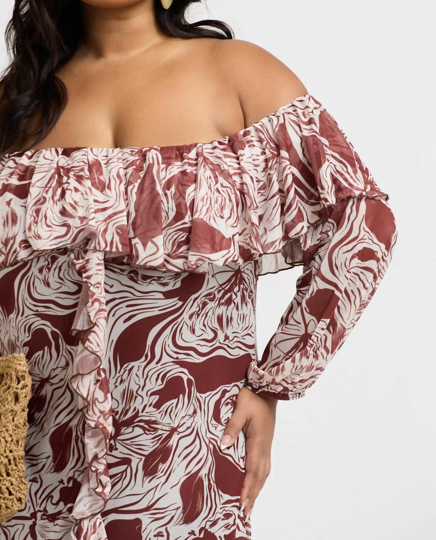 Fashion Szn Curve - Ruffle Bardot Midaxi Dress