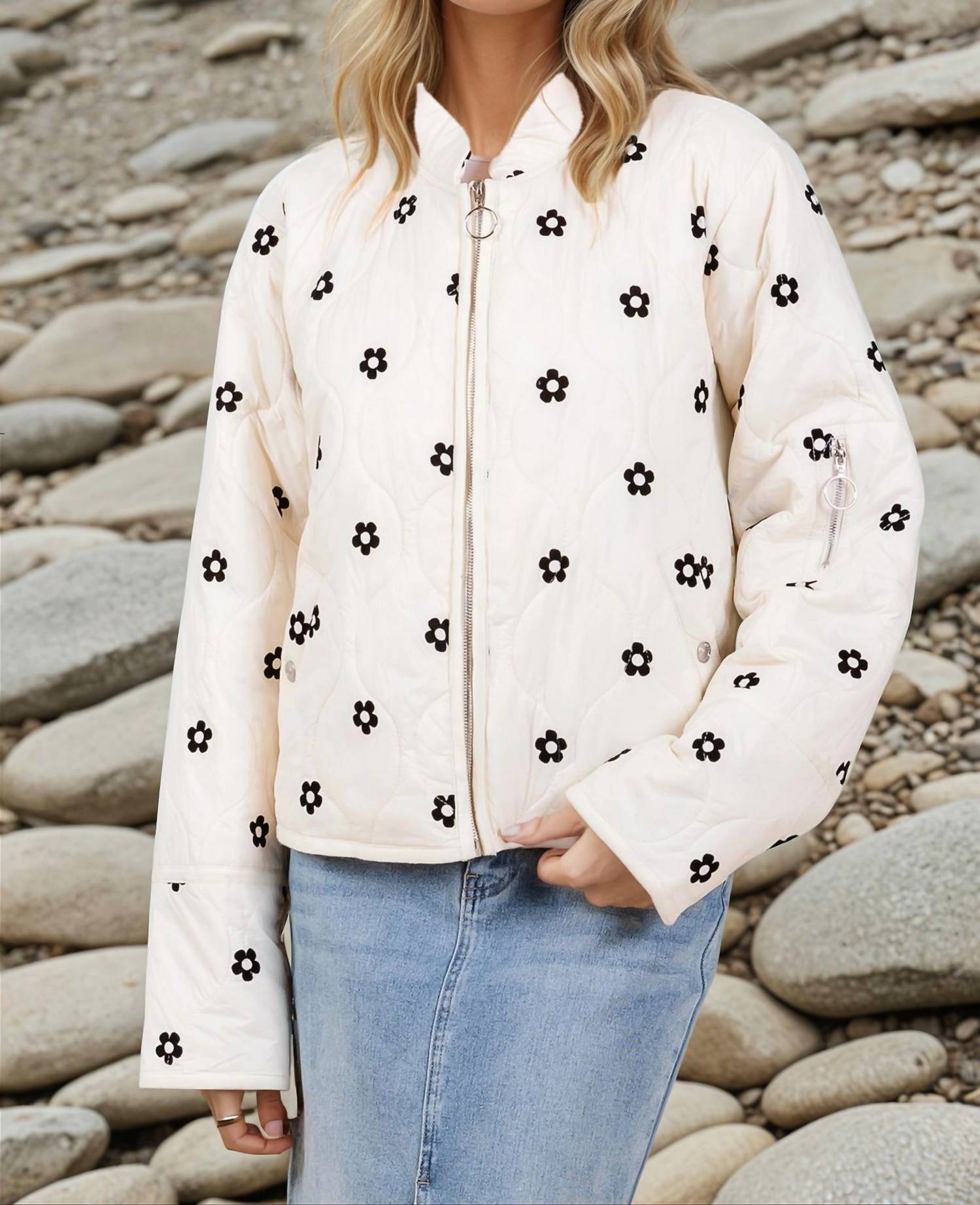 Lovelo - Tory Flower Accent Puff Jacket