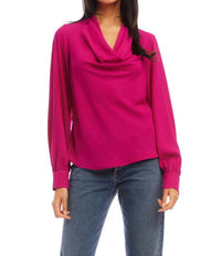 Fifteen Twenty Cowl Neck Top in hot pink 1 - women's blouse