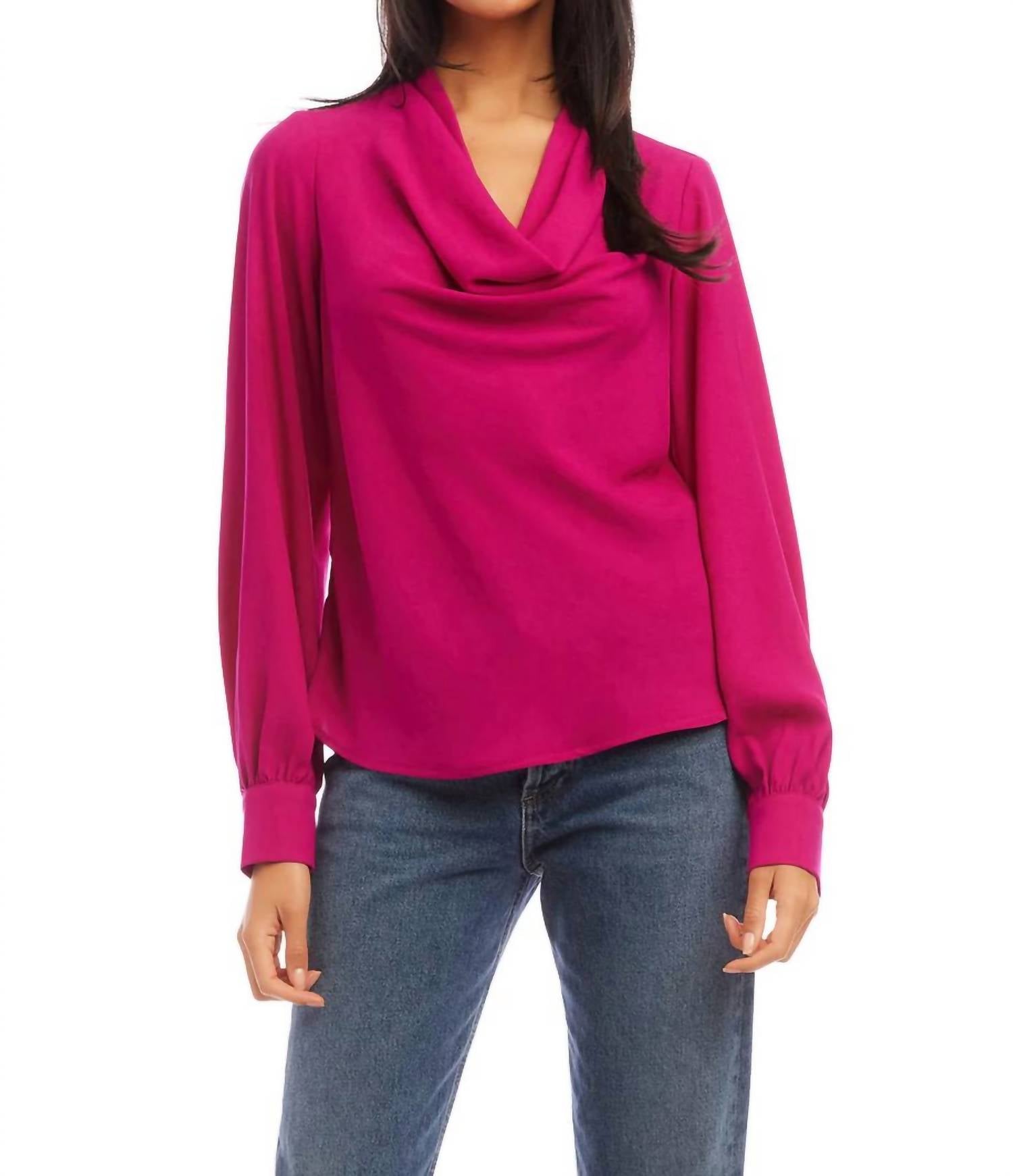 Fifteen Twenty Cowl Neck Top in hot pink 1 - women's blouse