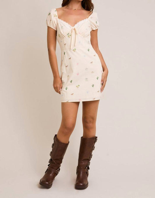 Lelis - Sweetheart Neckline Coastal Cowgirl Graphic Mini Dress