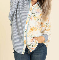 Sew In Love - About Ya Cotton Blend Long Sleeve Button Up Top
