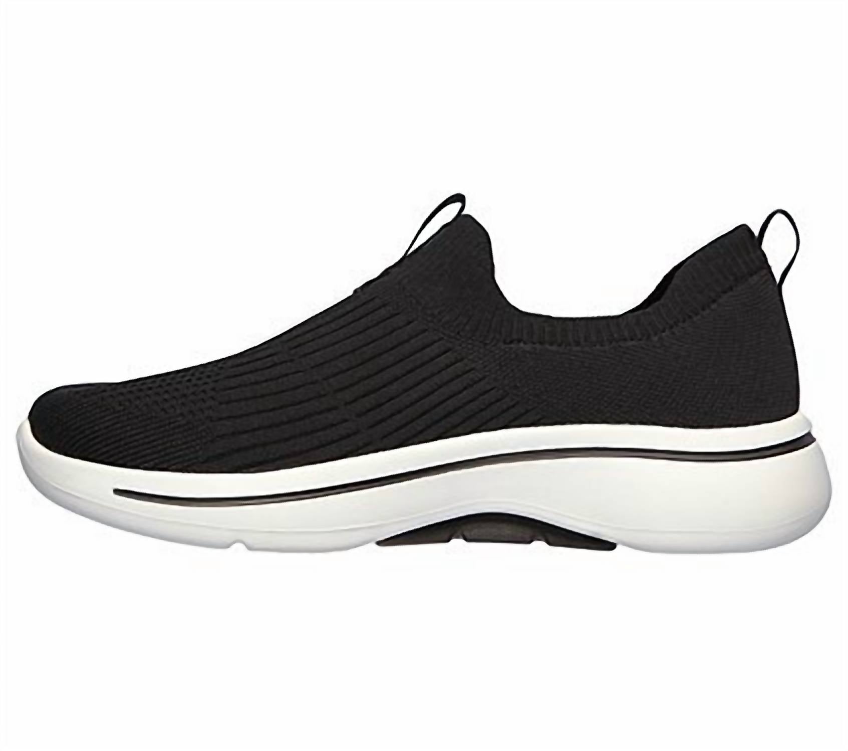 Skechers Women's Go Walk Arch Fit Shoes in black white - women's shoe - alternate view