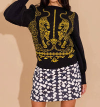 Alden Adair Lucie Crewneck Sweater in pouncing panther 1 - women's top