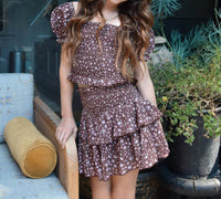 Katie J NYC Girl's Floral Marlee Top in chocolate - kids' blouse