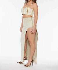 Circular Path - Strapless Denim Crop Top