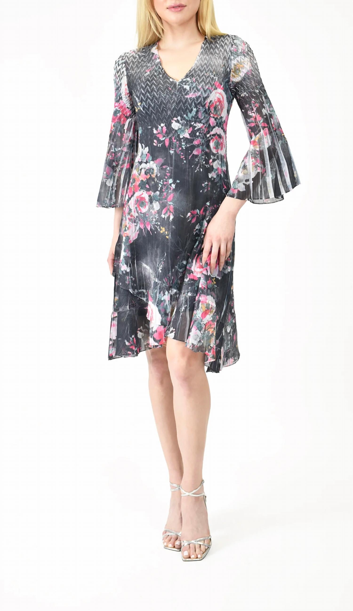 Komarov - Chiffon Dress With Split Sleeve
