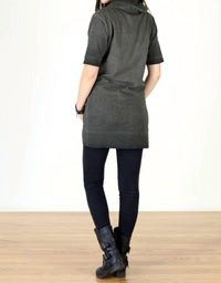 Tough Luv - Cotton Short Sleeve Cowl Neck Tunic Top