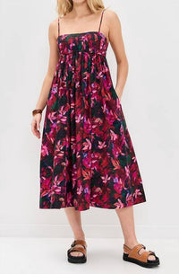Ulla Johnson Lucille Floral Midi Dress in hibiscus - women's dress - view 4