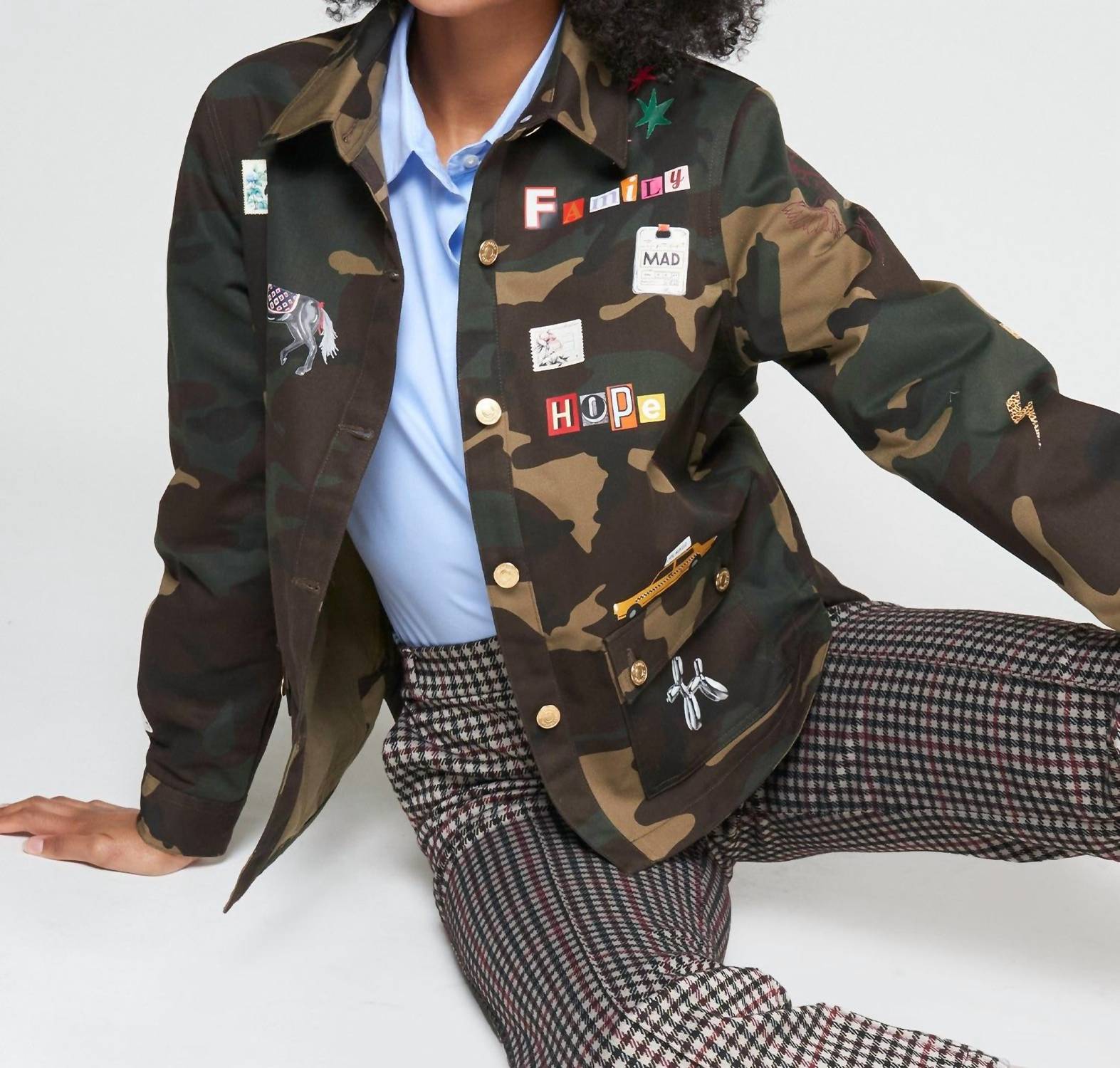 Vilagallo Olivia Camo Jacket in green - women's jacket