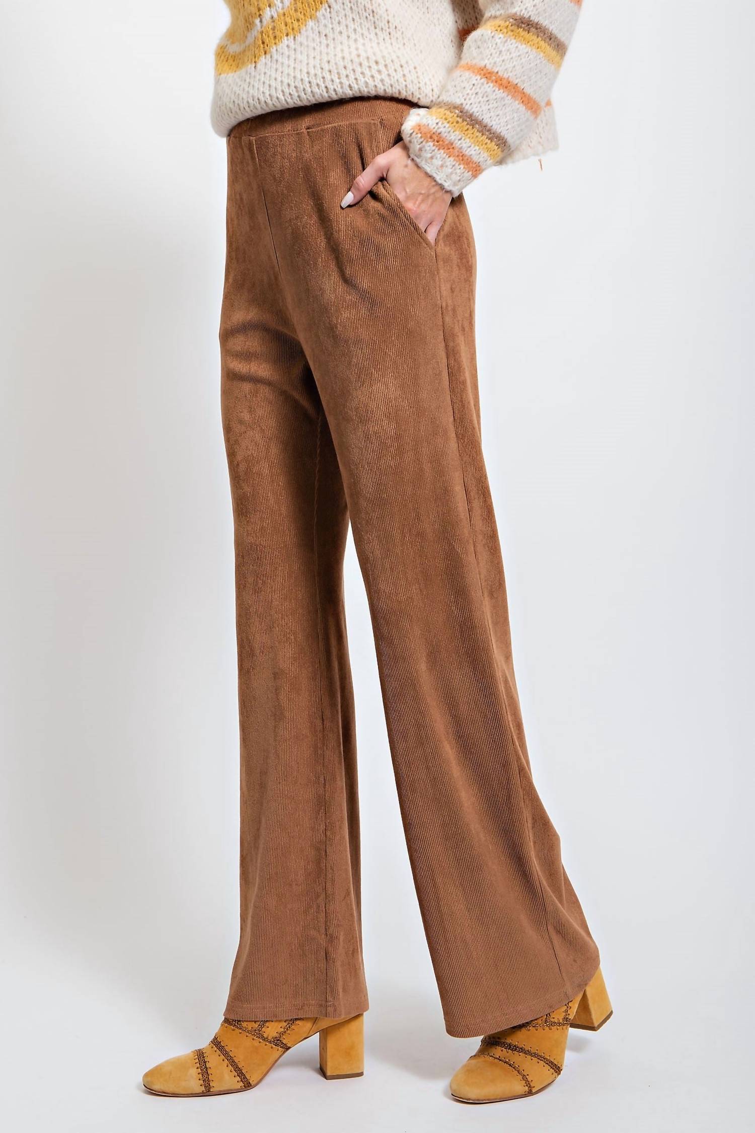 Easel - High Rise Flared Corduroy Pants
