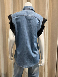 Aquarius Cocktail - Women's Hank Vintage Western Shirt With Ruffles
