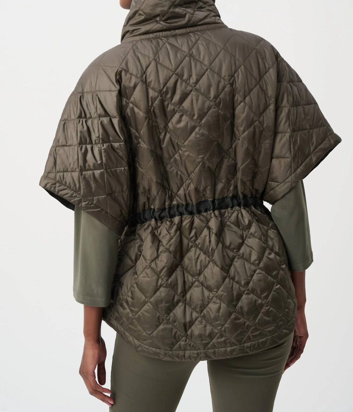 Joseph Ribkoff - Quilted Nylon Shawl Neck Boxy Vest