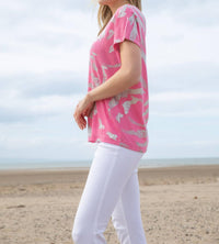 Marble - V-neck Foil Print Top