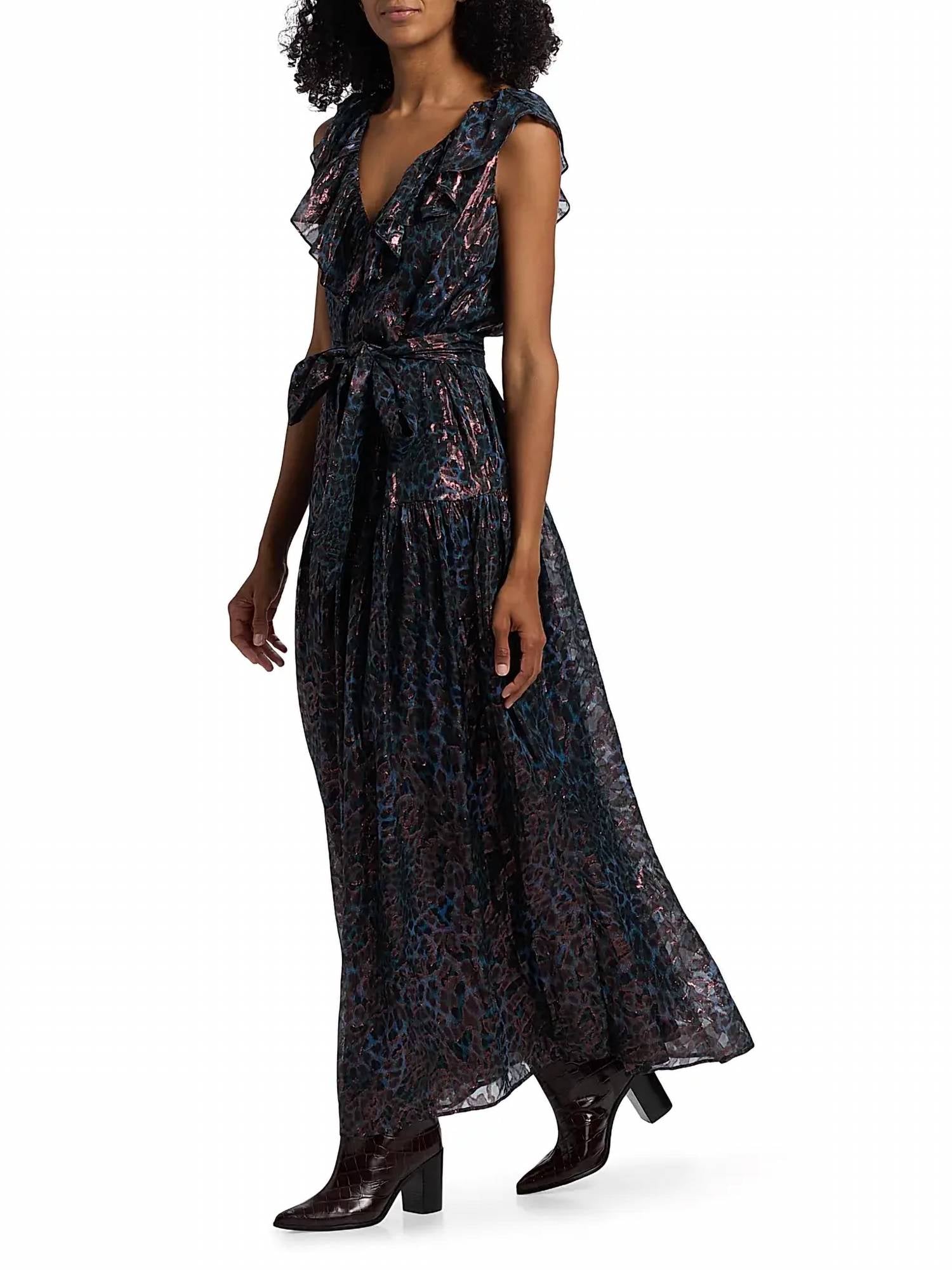 Marie Oliver - Francine Metallic Silk Maxi Dress
