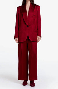 Smythe Cropped Pleated Trousers in crimson 1 - women's pants - detail view