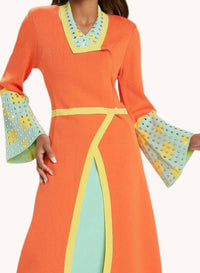 Donna Vinci Women's Two-piece Jacket & Skirt Set in orange mint - women's skirt - detail view