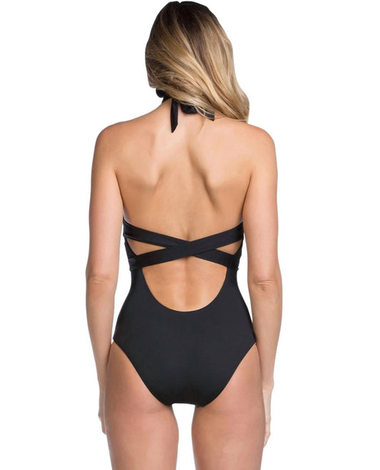Becca - Socialite High Neck Plunge Sash One Piece Swimsuit