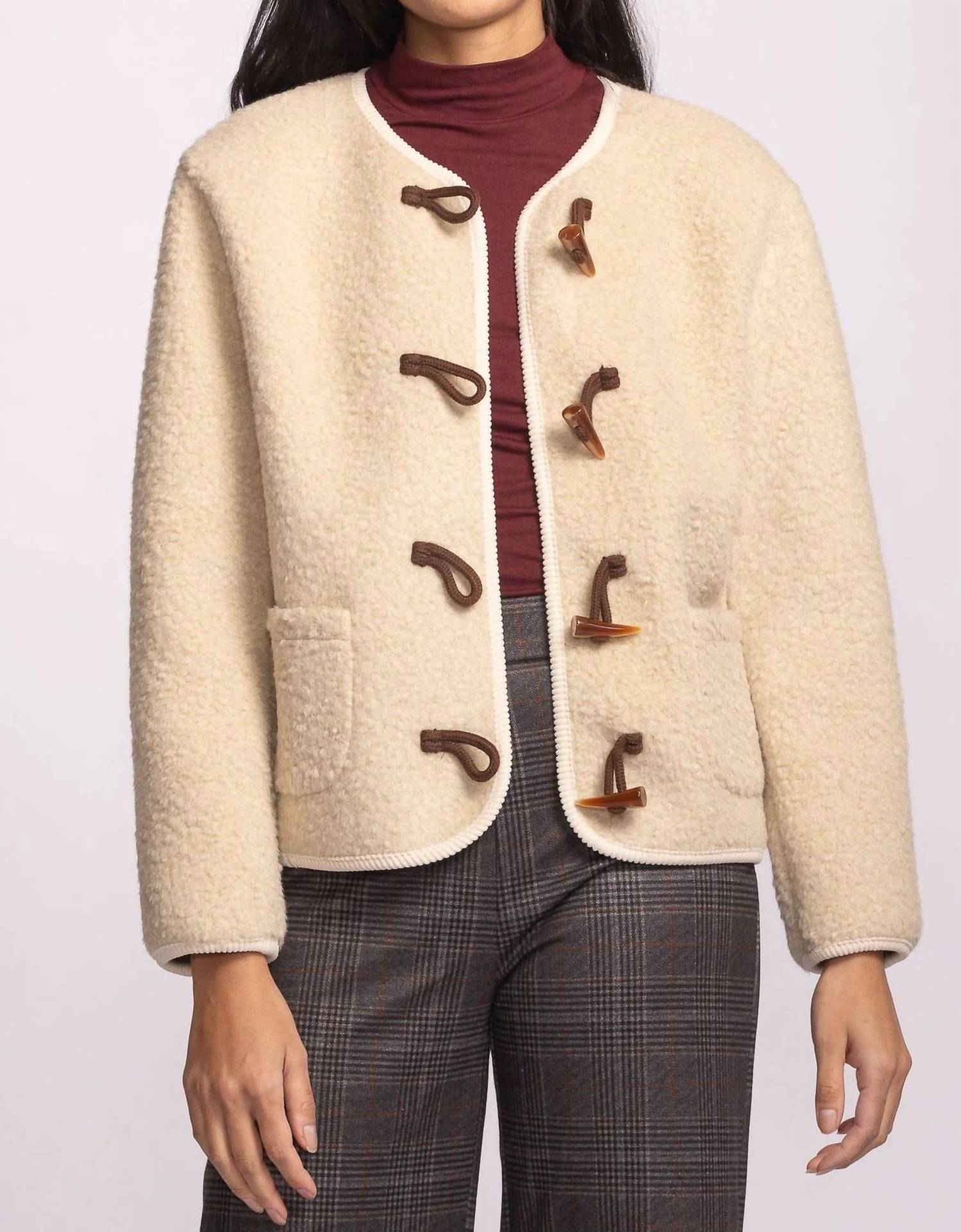 PINK MARTINI Lomas Fleece Coat Jacket in beige - women's jacket