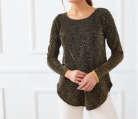 Karen Kane Long Sleeve Metallic Knit Shirttail Top - Petite in leopard - women's long sleeve top - view 5